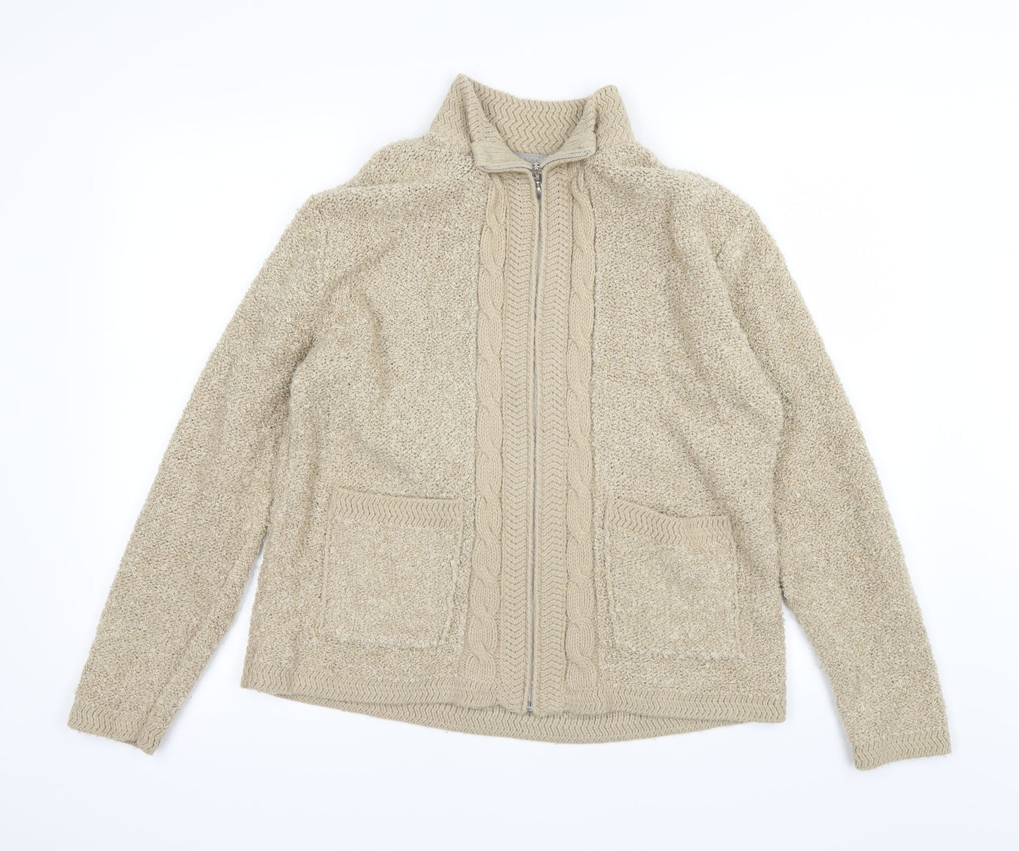 elizabeth Womens Beige   Full Zip Jumper Size M
