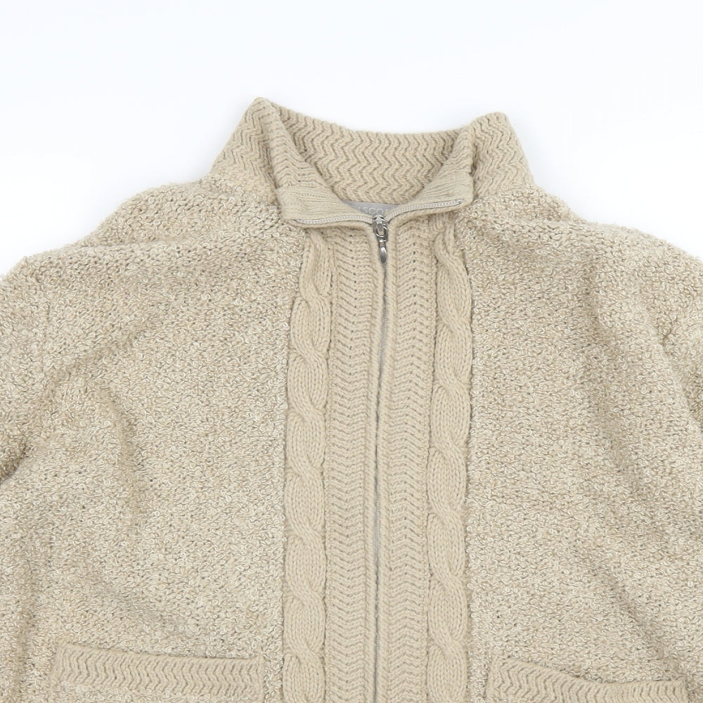 elizabeth Womens Beige   Full Zip Jumper Size M