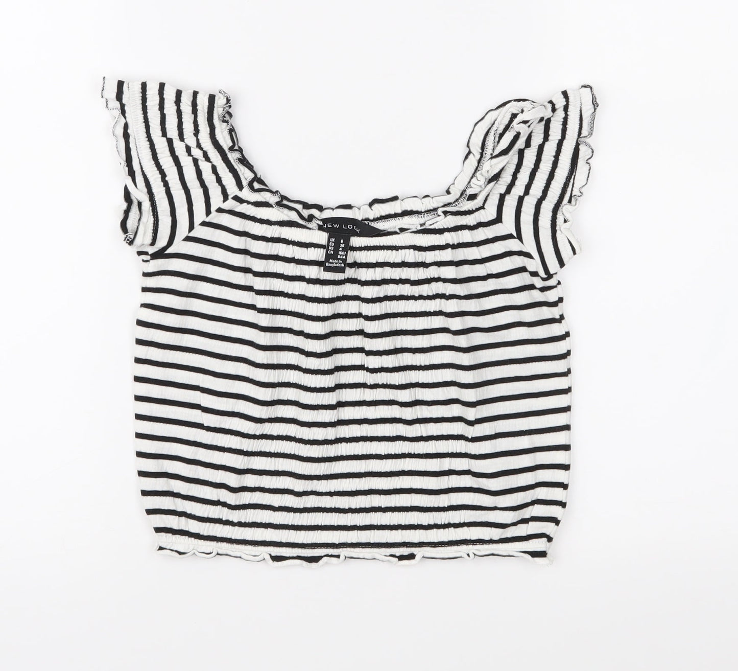 New Look Womens Black Striped  Basic Blouse Size 8