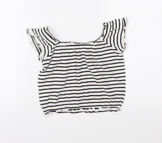 New Look Womens Black Striped  Basic Blouse Size 8