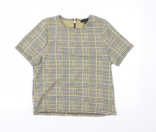 New Look Womens Yellow Check  Basic Blouse Size 10