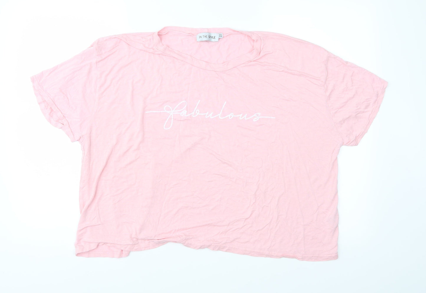 In the Style Womens Pink  Jersey Basic T-Shirt Size 22