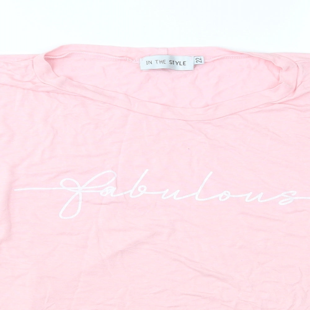 In the Style Womens Pink  Jersey Basic T-Shirt Size 22