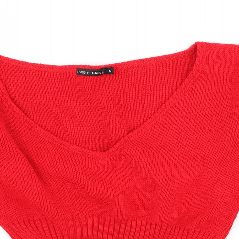 I SAW IT FIRST Womens Red  Knit Pullover Jumper Size S