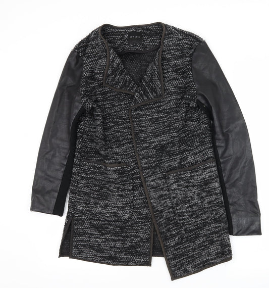 New Look Womens Grey Striped Knit Jacket Coatigan Size 10
