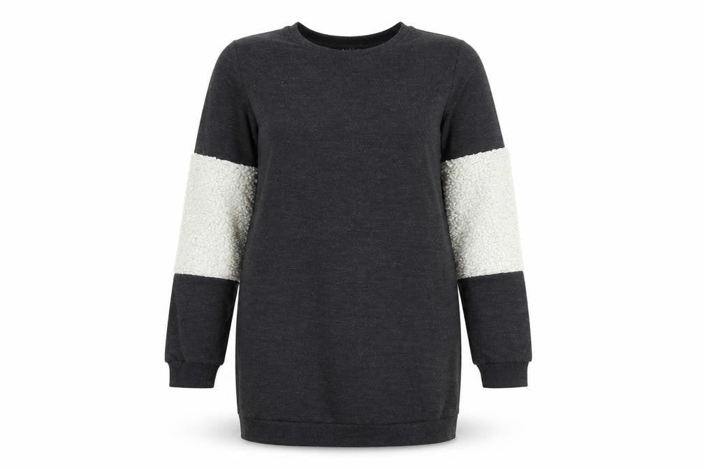 Front view of Select women’s grey colourblock jersey pullover sweatshirt, size UK 10