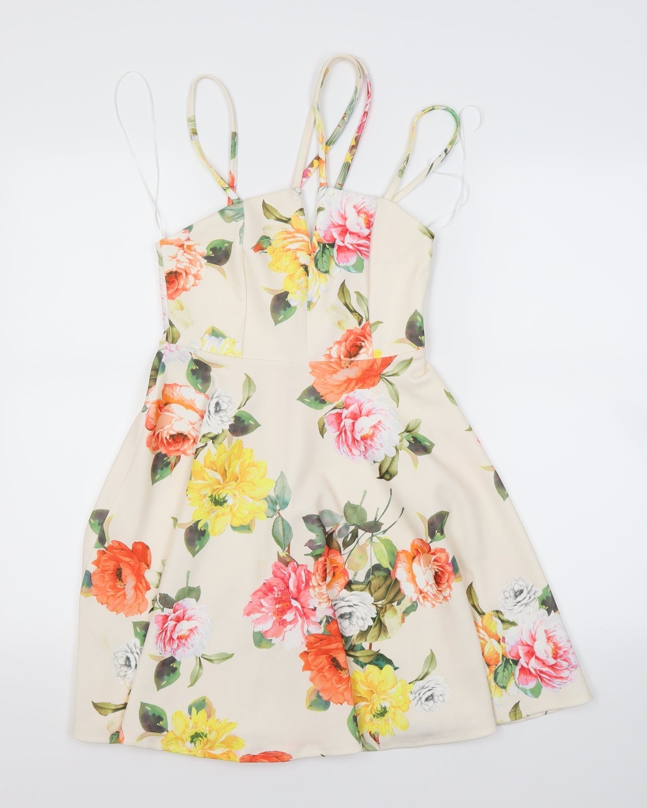 New Look Womens White Floral  A-Line  Size 6