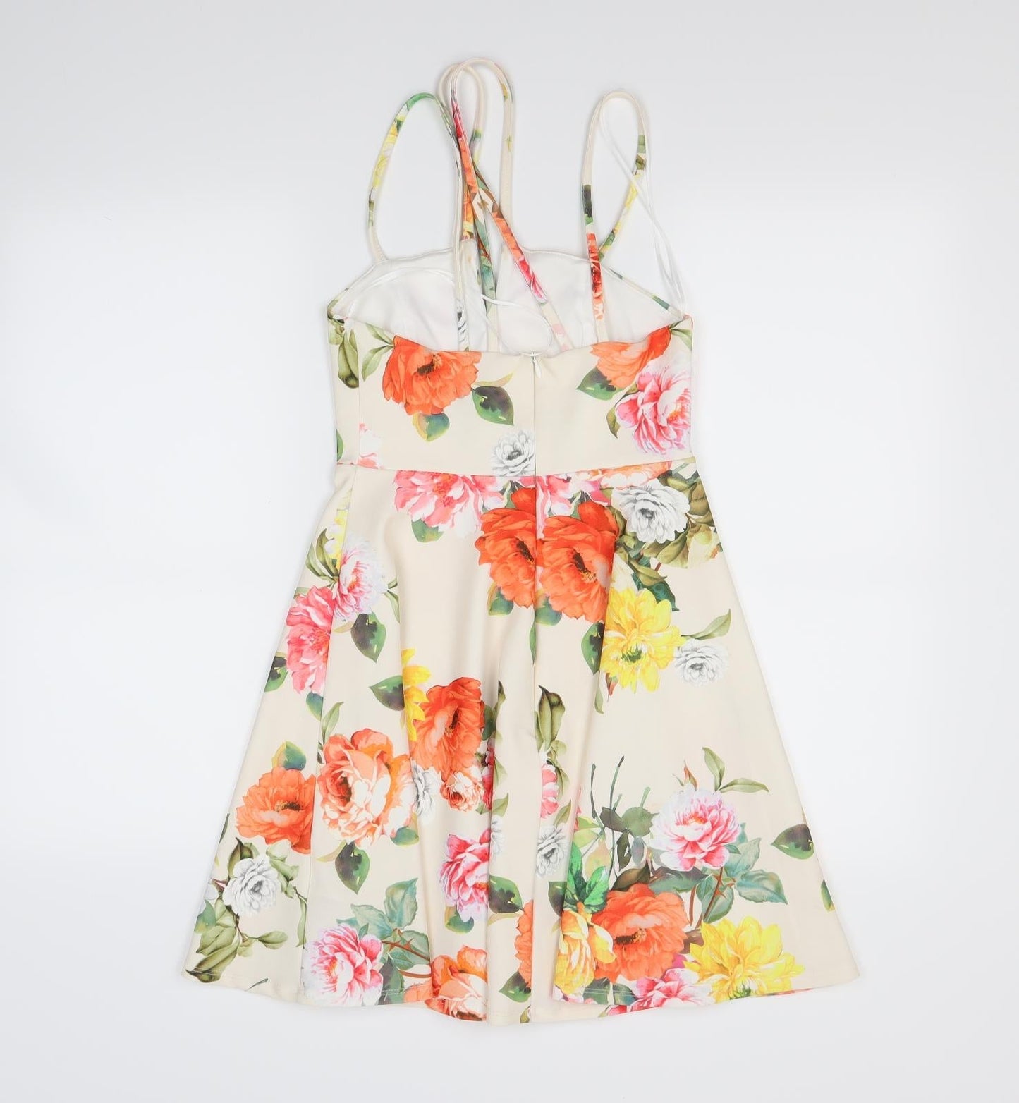 New Look Womens White Floral  A-Line  Size 6