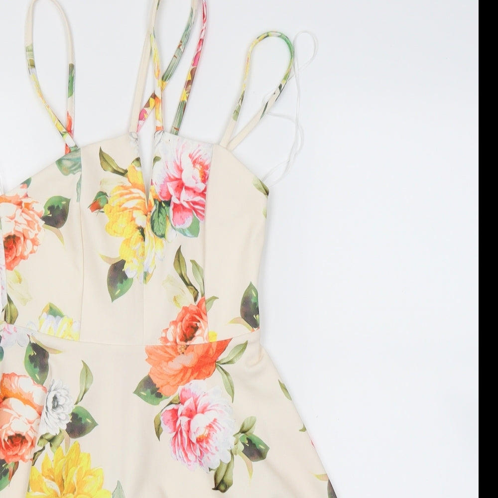 New Look Womens White Floral  A-Line  Size 6