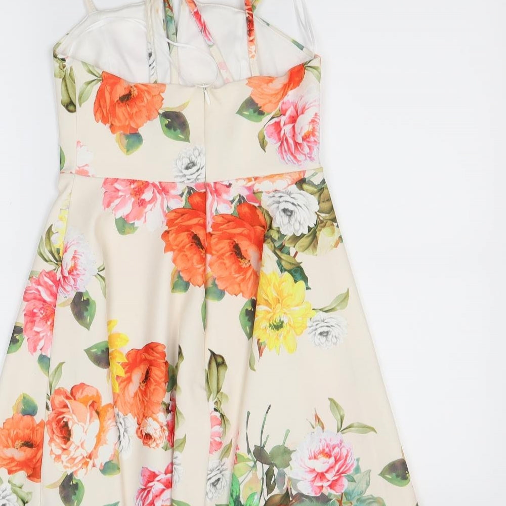 New Look Womens White Floral  A-Line  Size 6