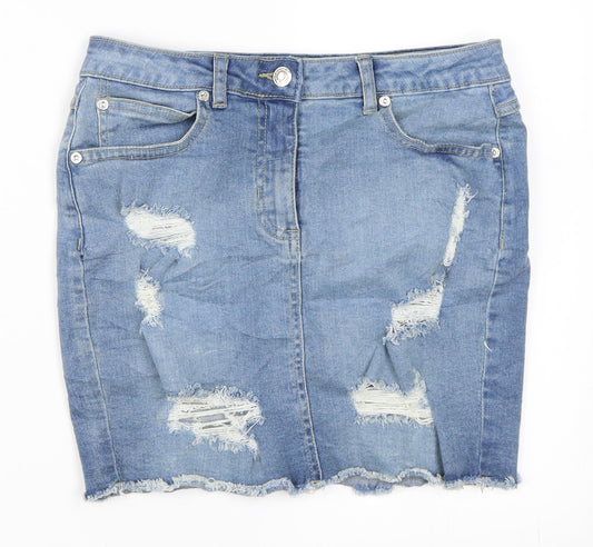 Parsian Womens Blue  Denim Mini Skirt Size 10