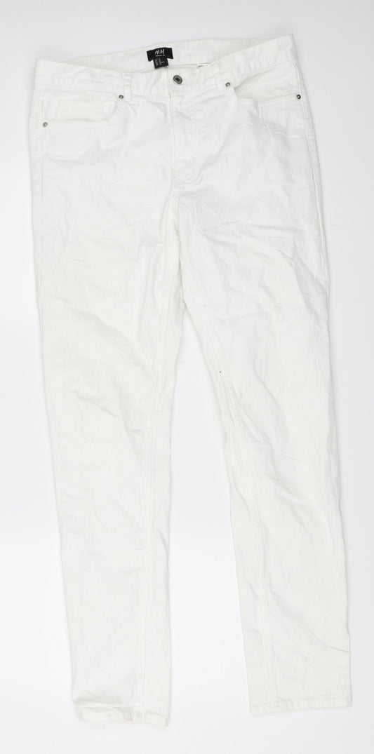 H&M Womens White  Denim Skinny Jeans Size 32 L30 in