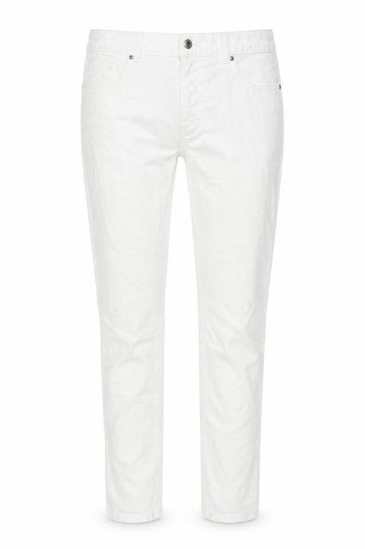 Front view of H&M women’s white denim skinny jeans, size UK 32, 30-inch leg