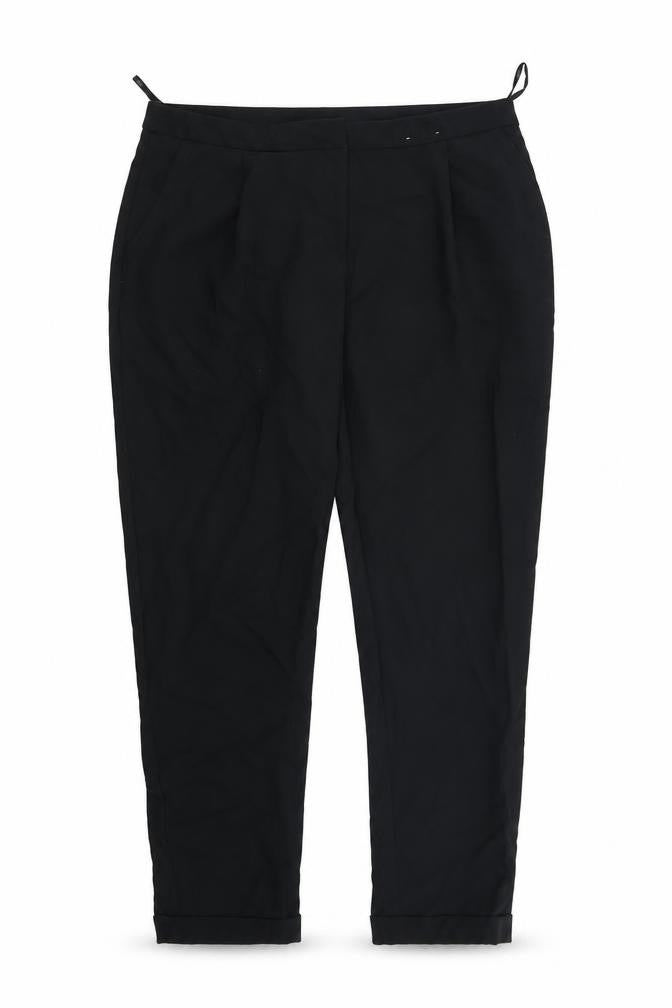 Front view of Dorothy Perkins women’s black trousers, size UK 12, 26-inch leg