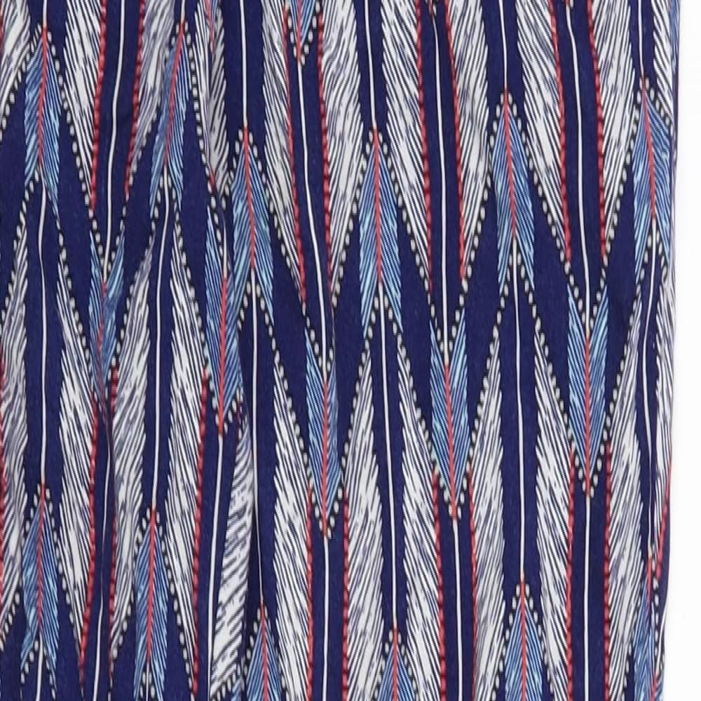 H&M Womens Blue Geometric  Trousers  Size 6 L29 in