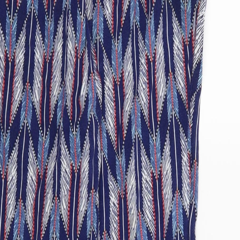 H&M Womens Blue Geometric  Trousers  Size 6 L29 in