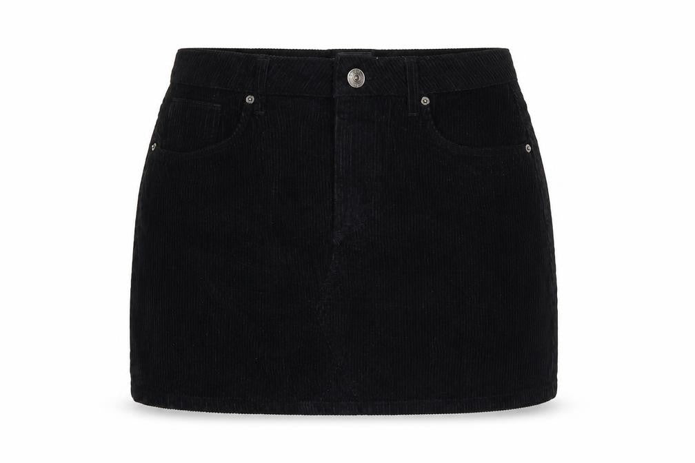 Front view of BDG women’s blue velvet straight & pencil skirt, size L
