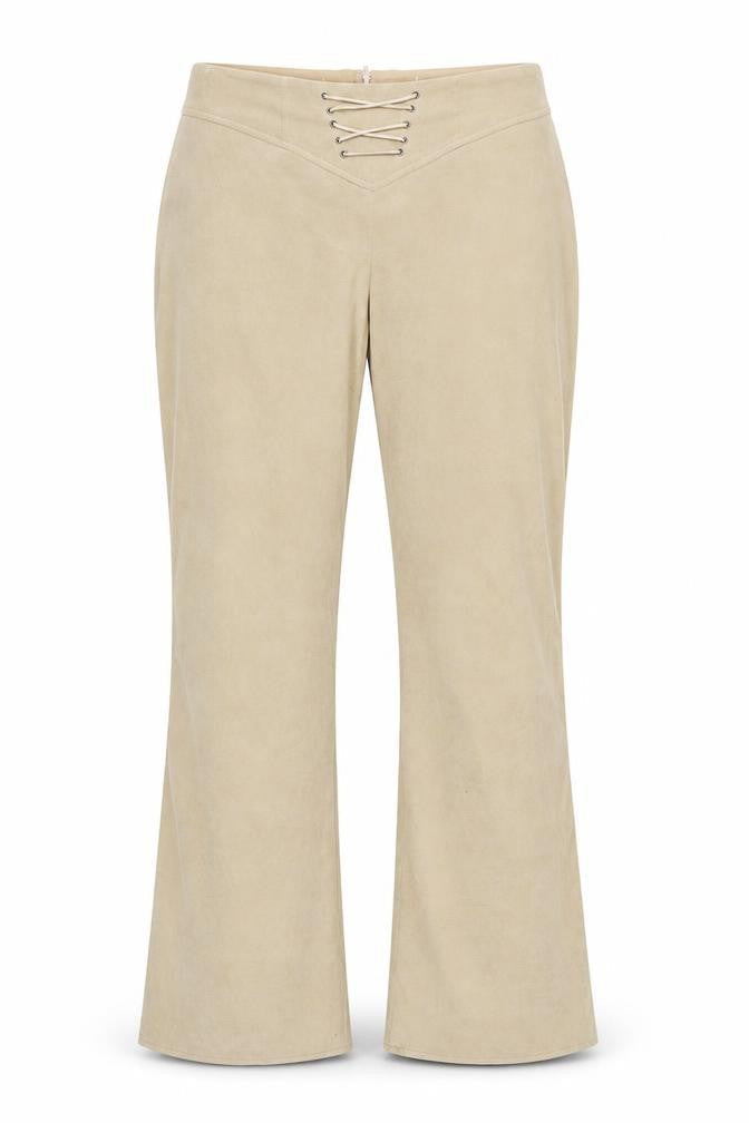 Front view of P women’s beige trousers, size UK 16, 32-inch leg