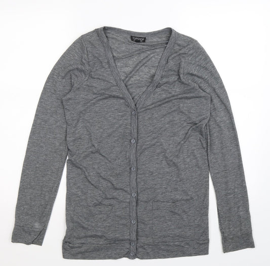 Topshop Womens Grey  Knit Cardigan Jumper Size 10