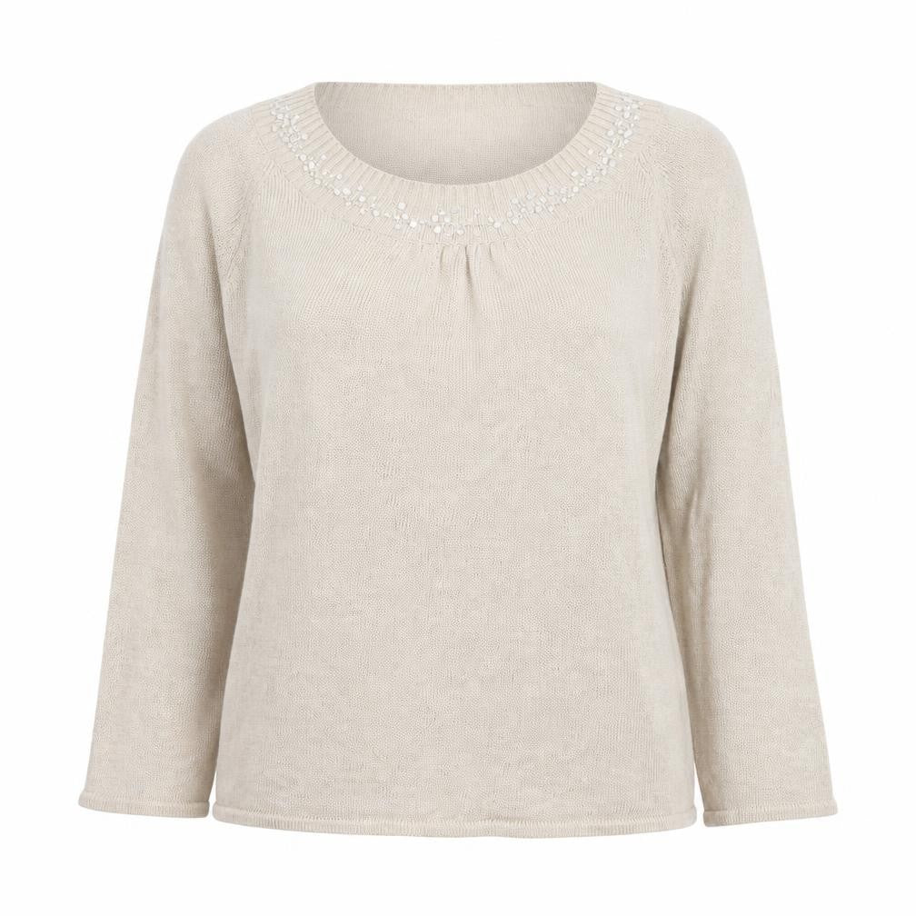 Womens UK 14 Regular Lakeland Beige Pullover Tight-Knit