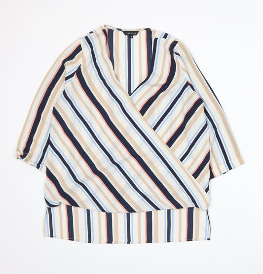 New Look Womens Multicoloured Striped  Basic Blouse Size 8