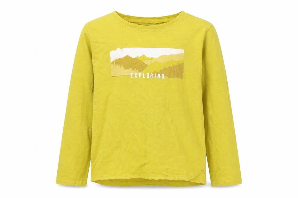 Front view of RESERVED girls’ yellow jersey basic t-shirt, size 8, years