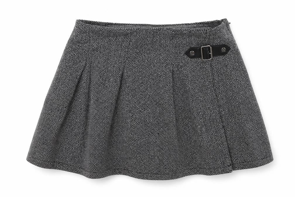 Next Girls Grey Herringbone Knit Pleated Skirt Size 10 Years