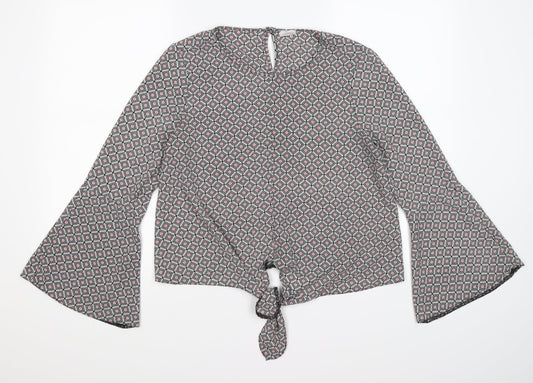 Preworn Womens Black Geometric  Tunic Blouse Size 12