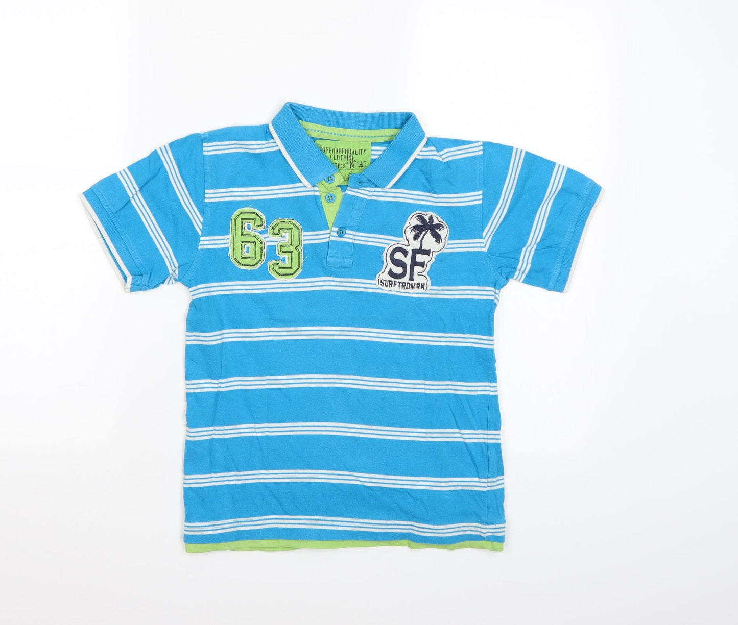 Matalan Boys Blue Striped  Basic Polo Size 6-7 Years