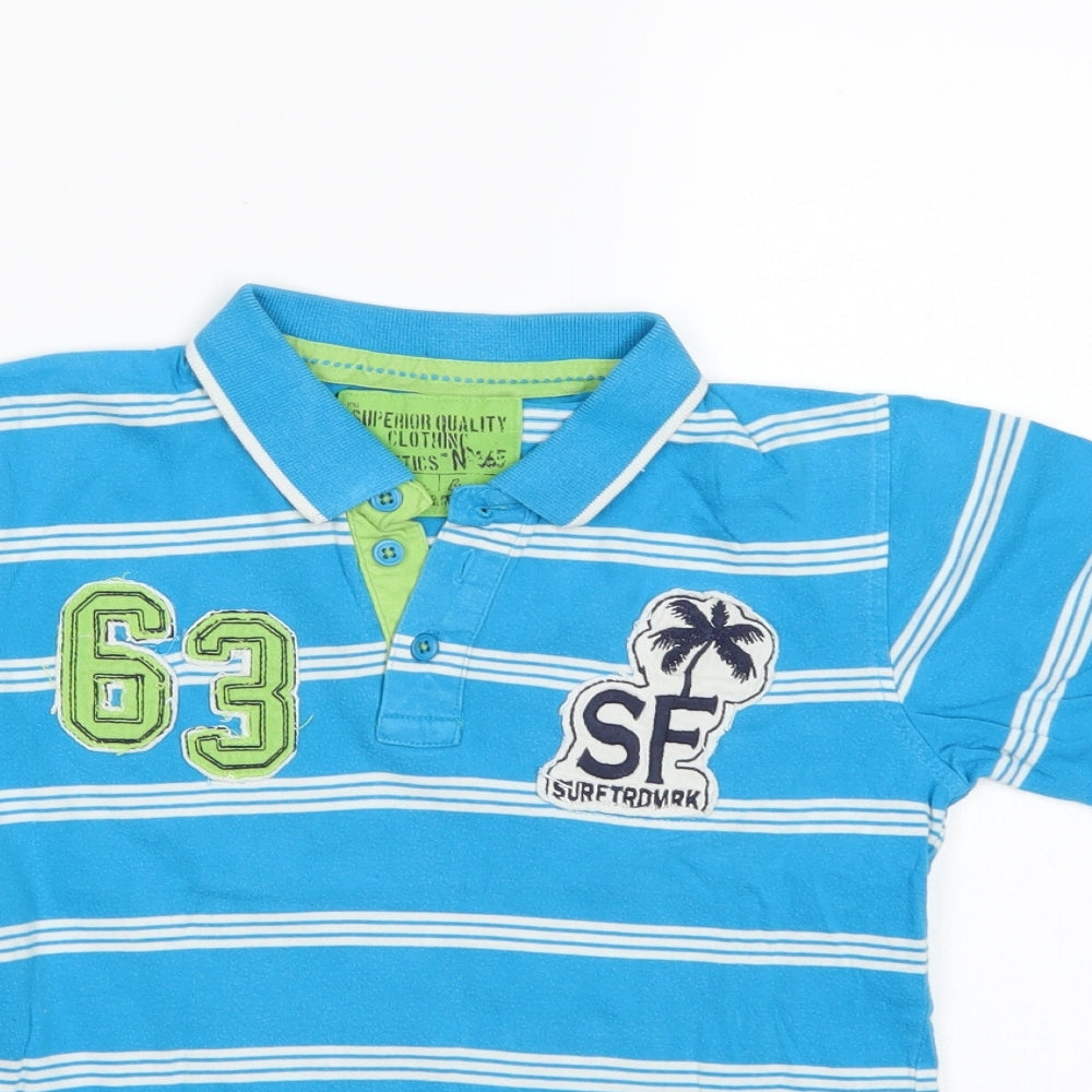 Matalan Boys Blue Striped  Basic Polo Size 6-7 Years