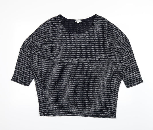 Apricot Womens Blue Striped  Basic T-Shirt Size M