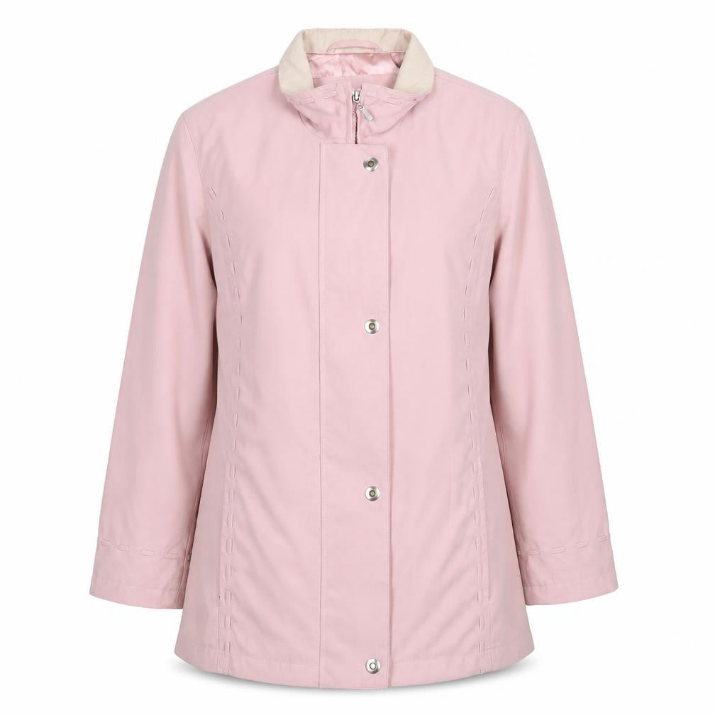 Front view of Berkertex women’s pink overcoat coat, size UK 12