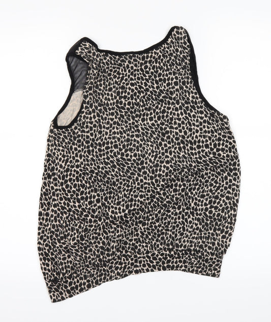 Peacocks Womens Black Animal Print  Basic T-Shirt Size 12