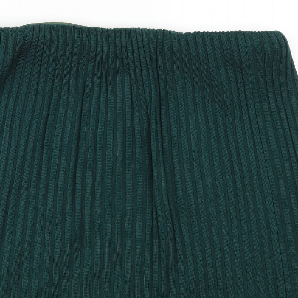 Preworn Womens Green   Pleated Skirt Size 36 in