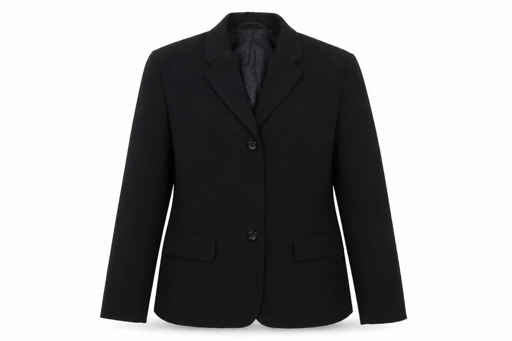 Front view of Preworn women’s black jacket suit jacket, size UK 10