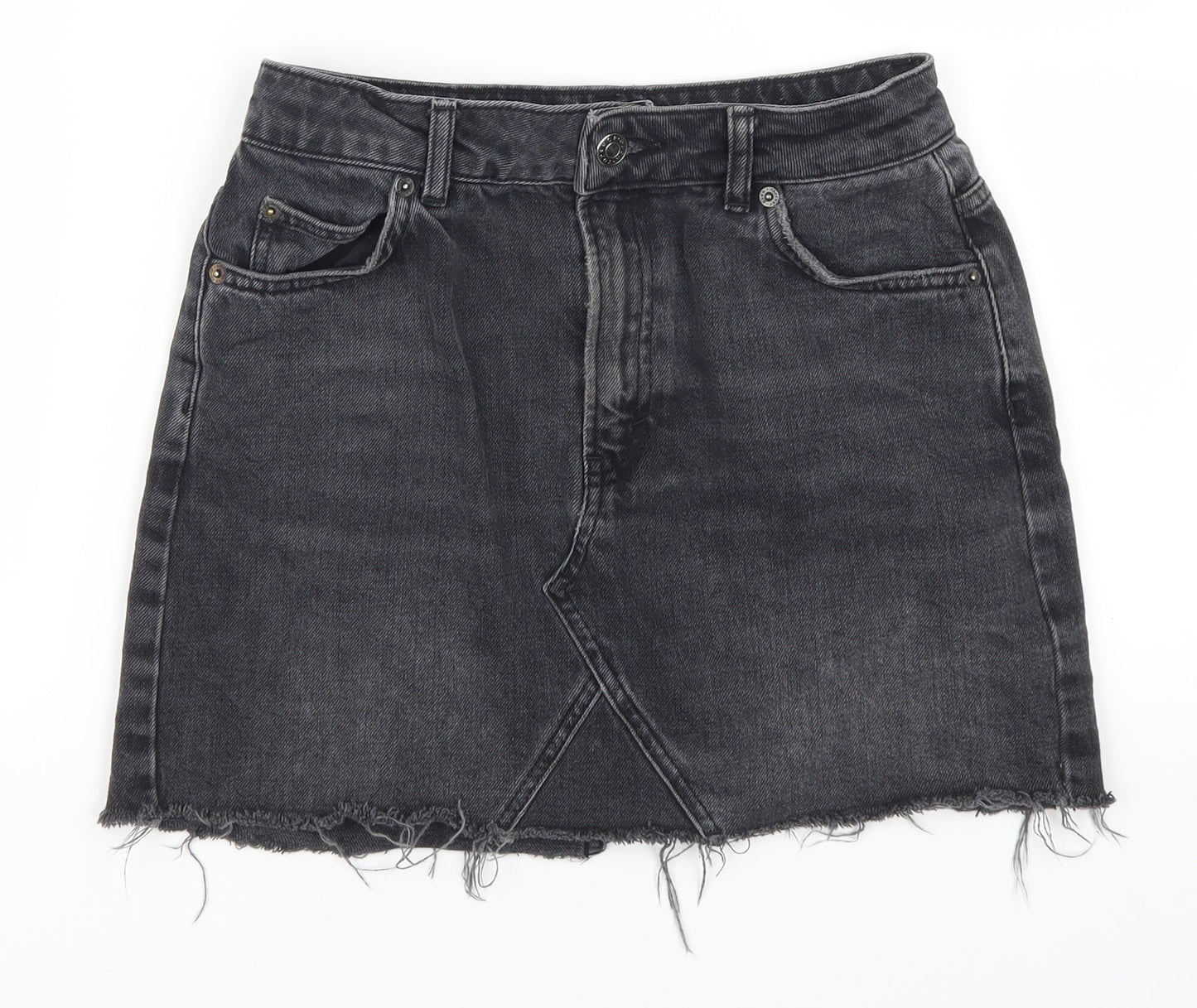 Topshop Womens Grey  Denim Mini Skirt Size 8