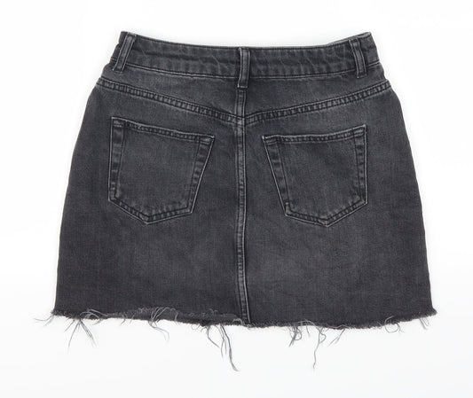 Topshop Womens Grey  Denim Mini Skirt Size 8