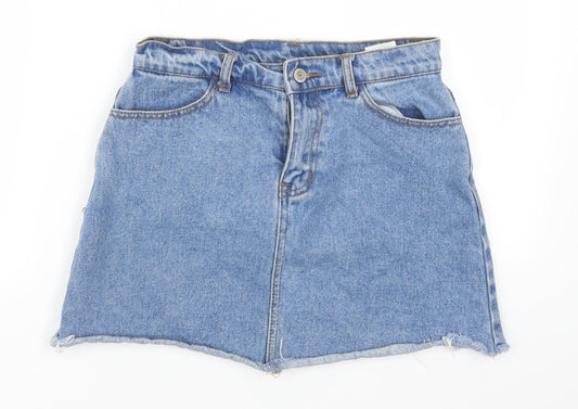Preworn Womens Blue  Denim Mini Skirt Size 26 in