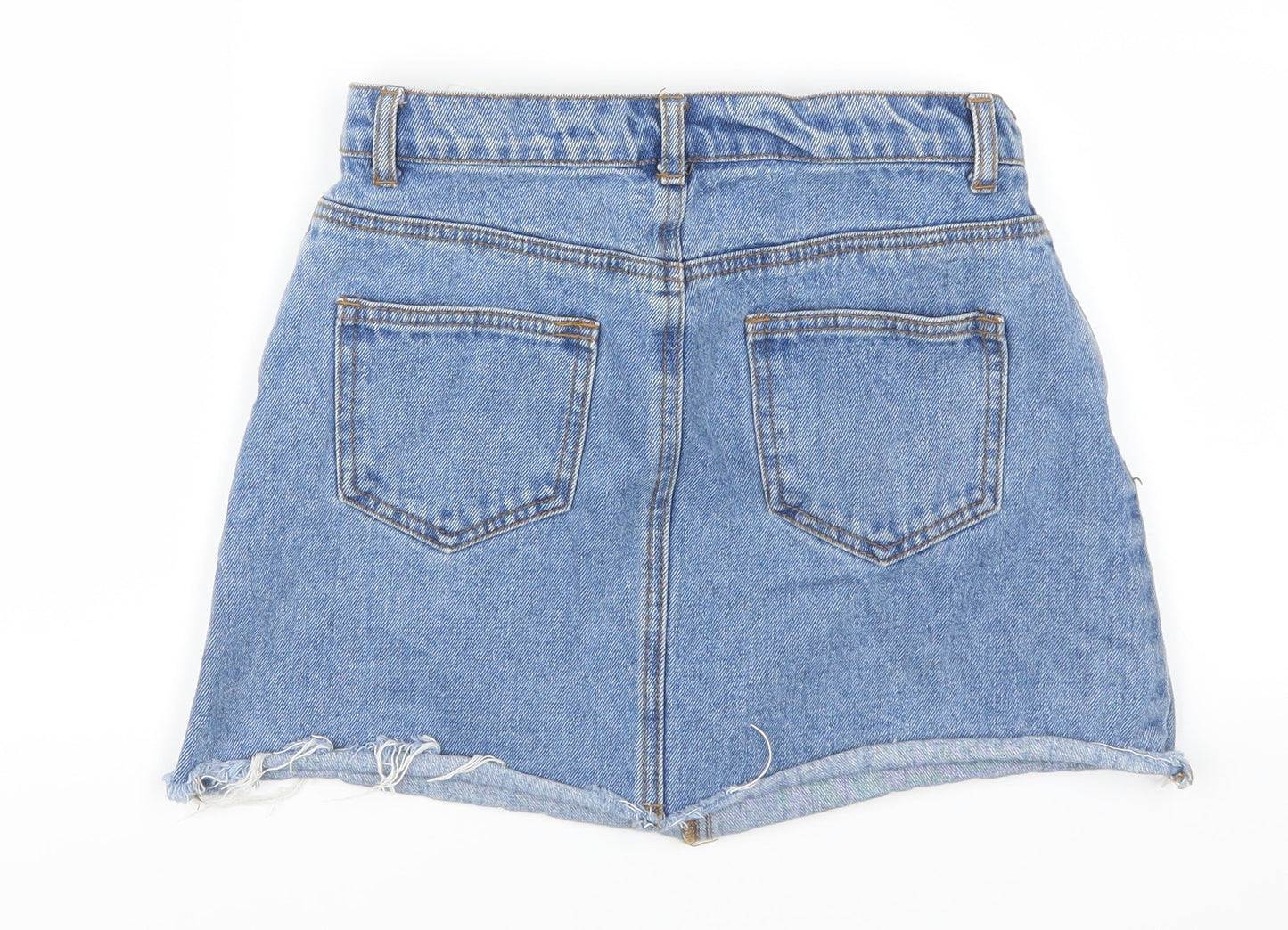 Preworn Womens Blue  Denim Mini Skirt Size 26 in