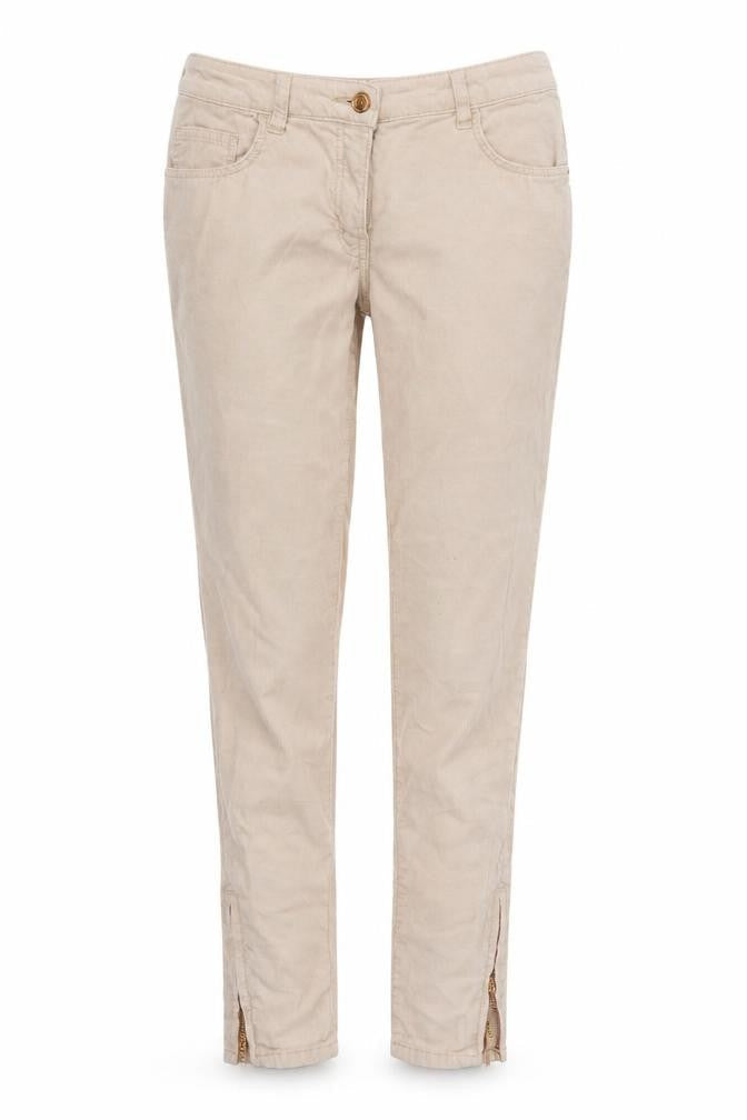 Front view of H&M women’s pink corduroy trousers, size UK 6, 27-inch leg