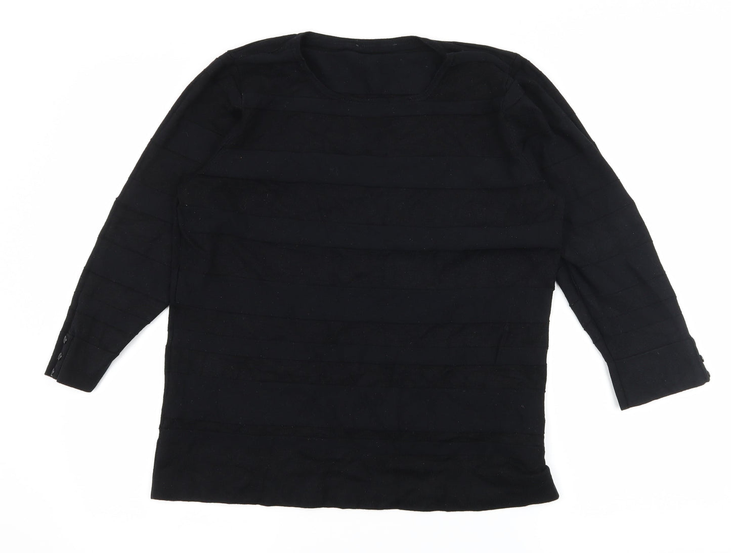 BHS Womens Black Striped Knit Pullover Jumper Size 14