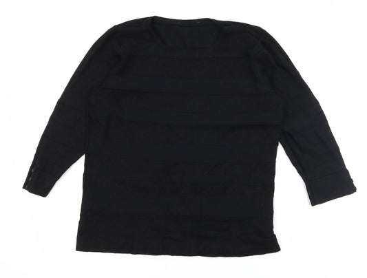 BHS Womens Black Striped Knit Pullover Jumper Size 14