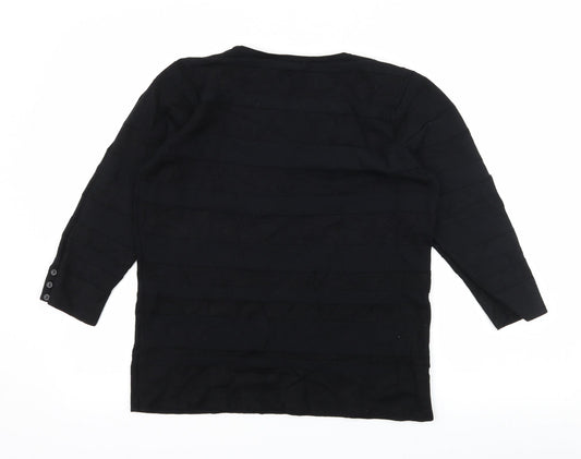 BHS Womens Black Striped Knit Pullover Jumper Size 14