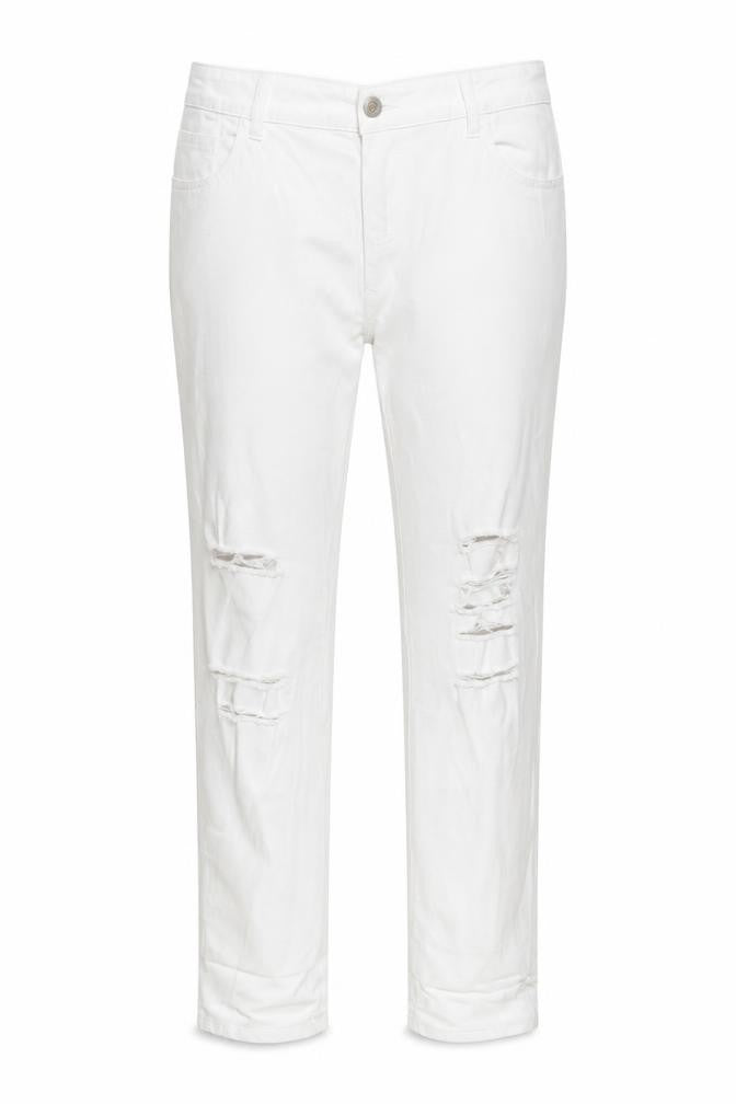 Front view of denim co women’s white straight jeans, size UK 14, 26-inch leg