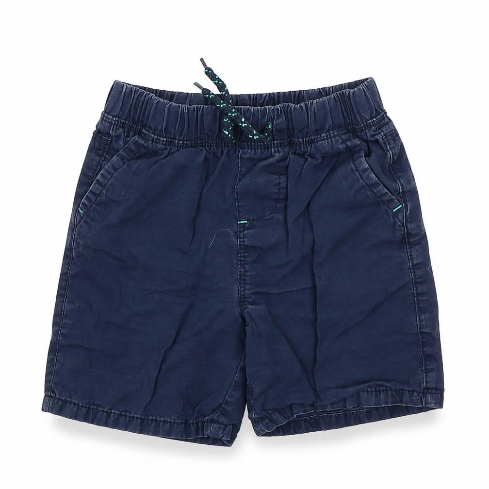 Front view of Rebel boys’ blue chino shorts, size 2-3, years