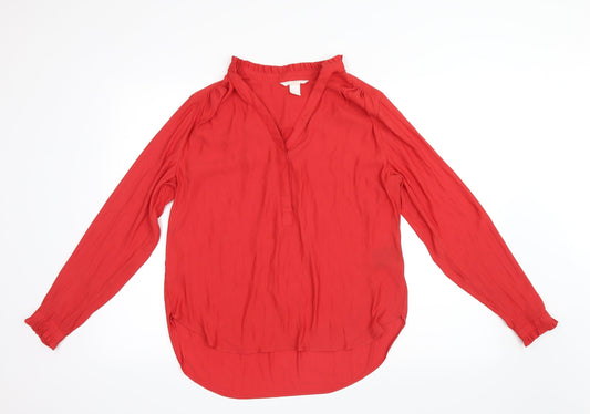 H&M Womens Red  Mesh Basic Blouse Size 6