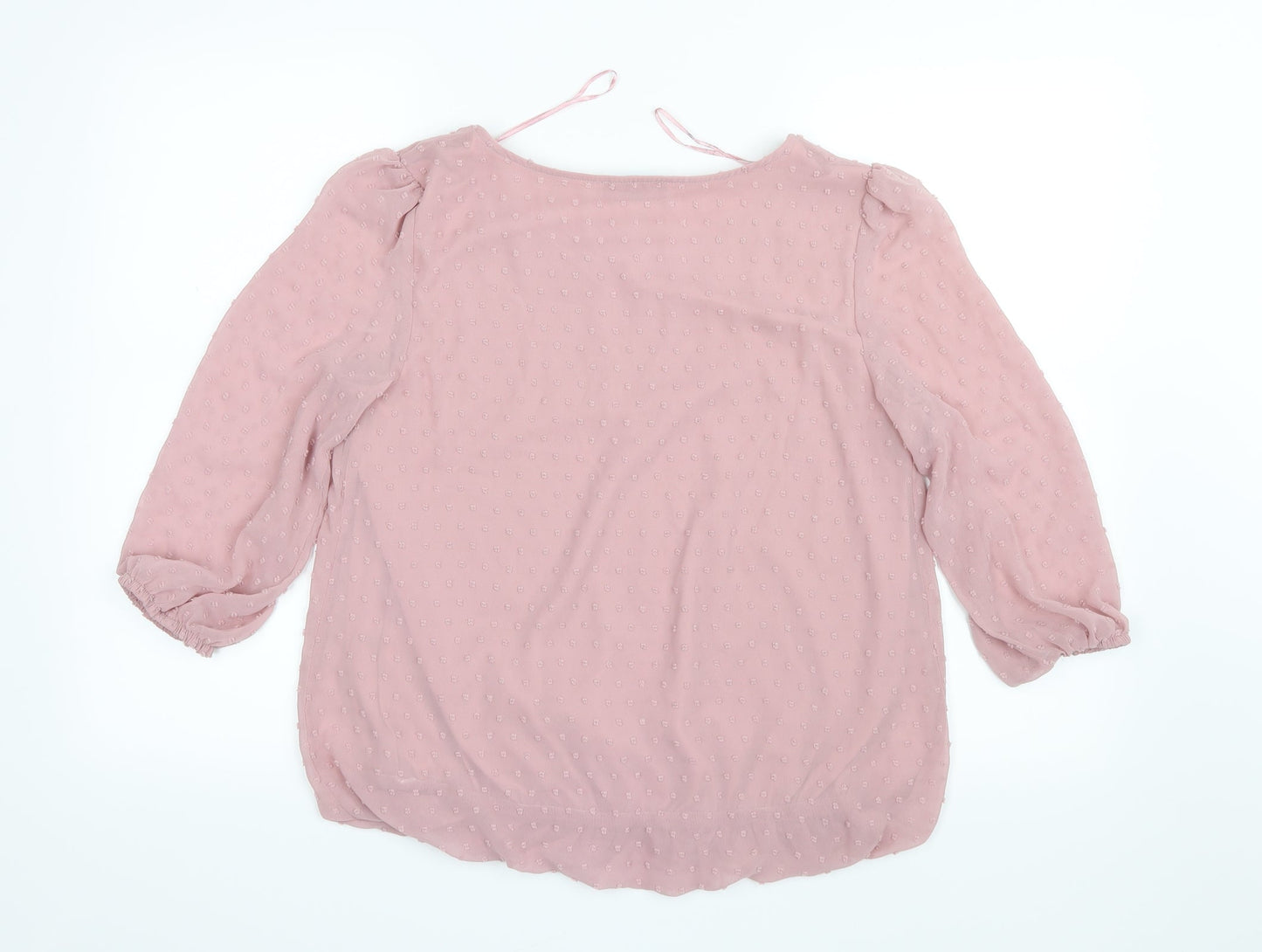 Soon Womens Pink  Mesh Basic Blouse Size 8  - Elastic sleeves and bottom