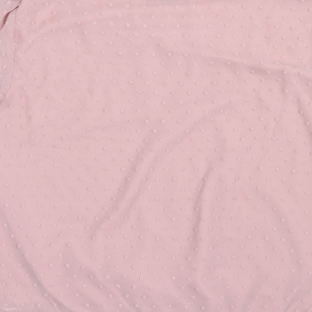 Soon Womens Pink  Mesh Basic Blouse Size 8  - Elastic sleeves and bottom