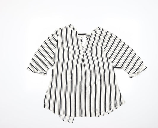 River Island Womens White Striped  Basic Blouse Size 10