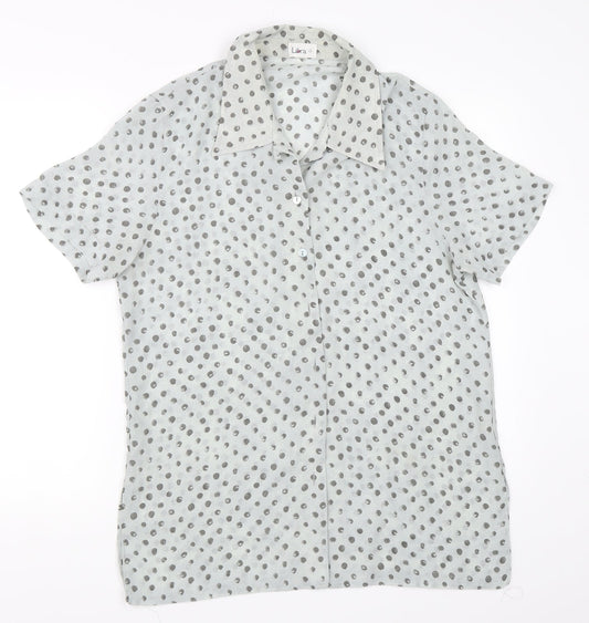 Libra Womens Blue Polka Dot  Basic Blouse Size 12